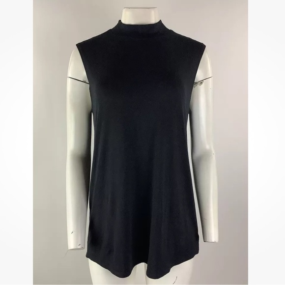 Athleta Sz M Mock Neck Tunic Top Black Modal Polyester Casual Pullover Style - Picture 1 of 5